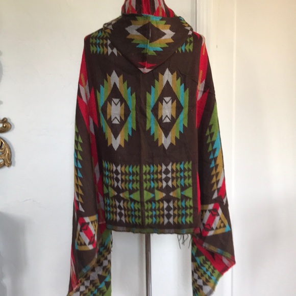 Pendleton like pattern hooded blanket cape/ wrap - Picture 7 of 7